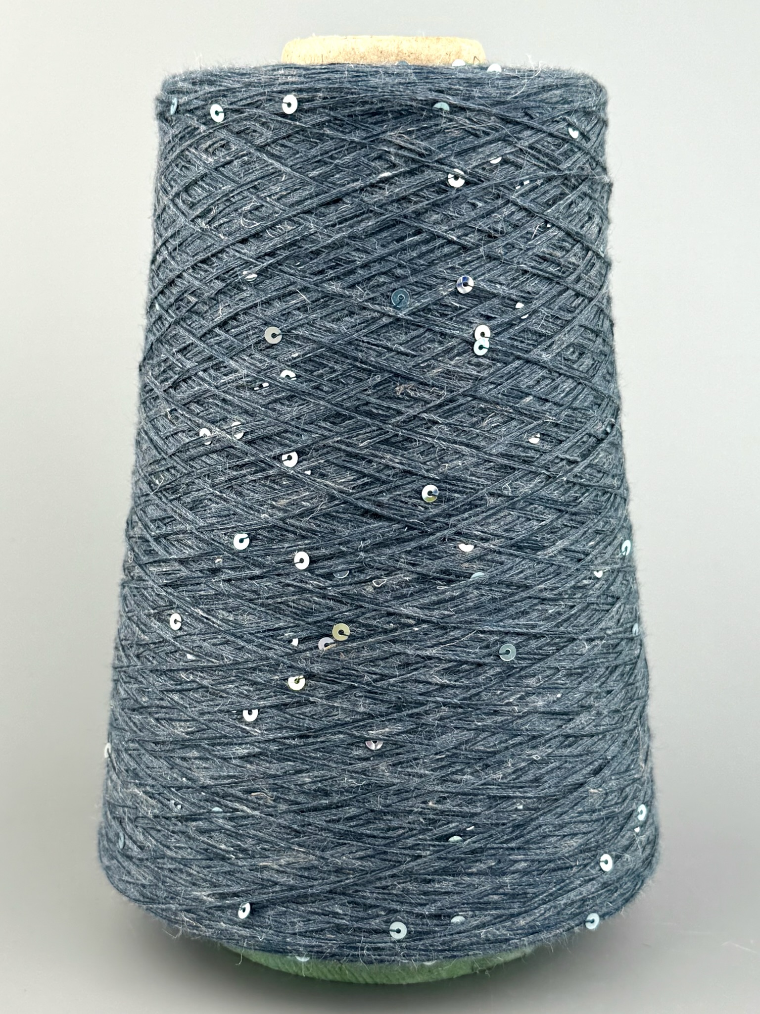 G&G Filati Forest 7800 – Garn aus Baumwolle und Leinen mit Aurora-Boreale-Pailletten, Farbe Denim Mélange foto 2